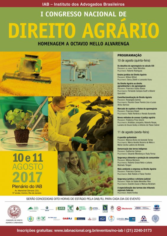 Rio de Janeiro sedia o 1° Congresso Nacional de Direito Agrário