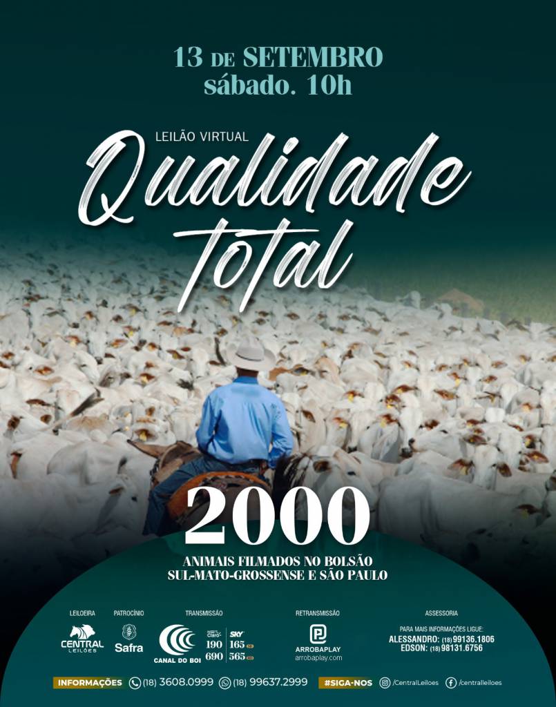 Leilão Virtual Qualidade Total hoje às 10h no Canal do Boi 