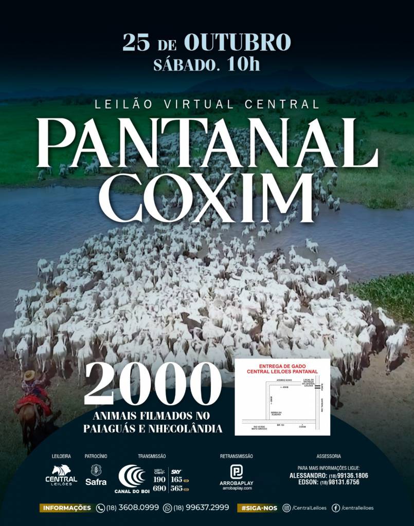 Central Leilões realiza remate duplo neste sábado com oferta de gado de corte