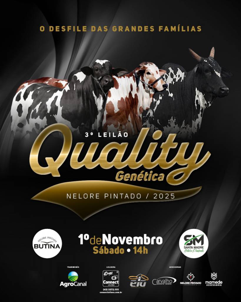 3º Leilão Quality Genética hoje às 14h no Agro Canal