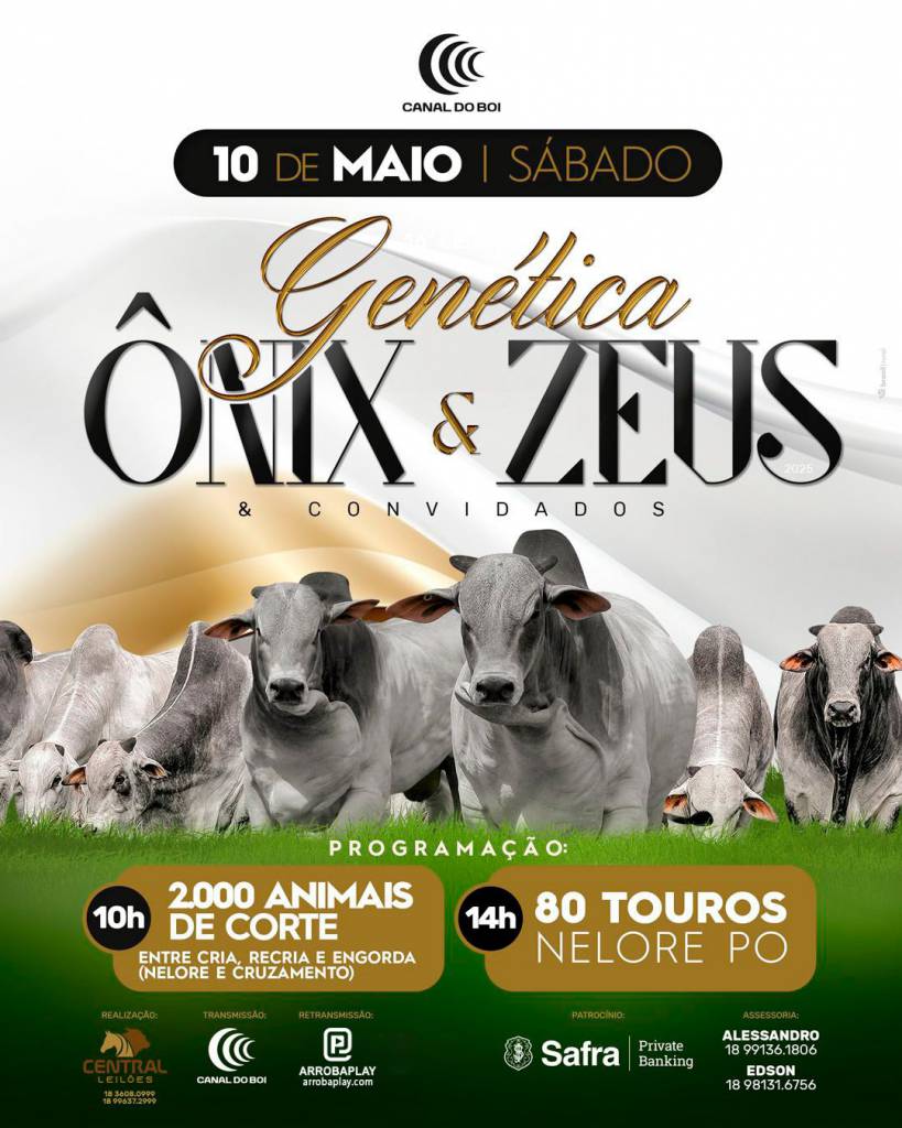 Leilão Genética e Zeus e Convidados hoje no Canal do Boi