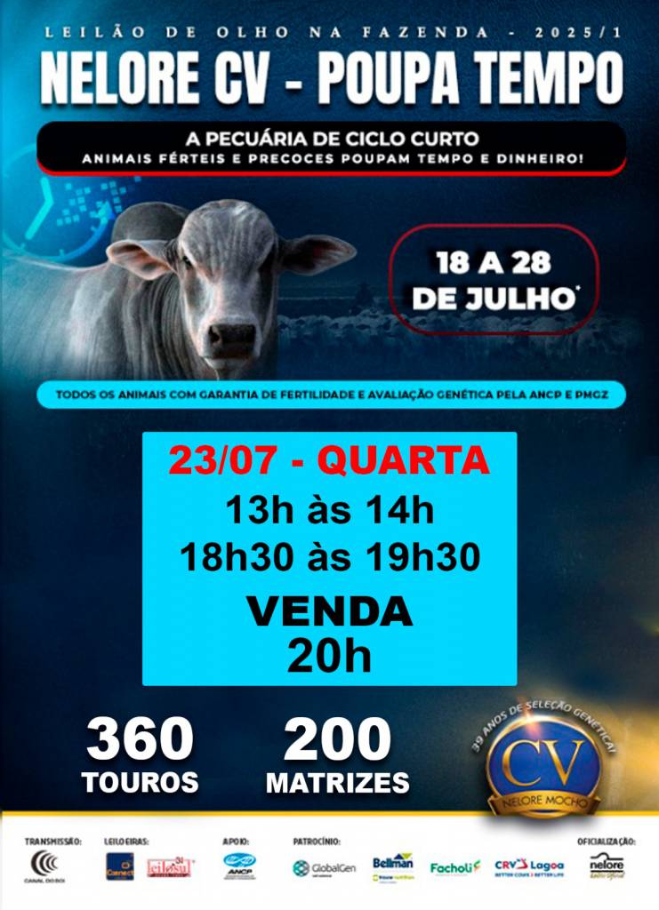 De Olho Na Fazenda Nelore CV hoje às 13h no Canal do Boi