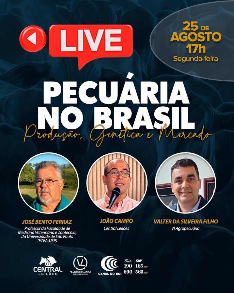 Canal do Boi transmite hoje às 18h a Live Pecuária no Brasil - Produção Genética e Mercado