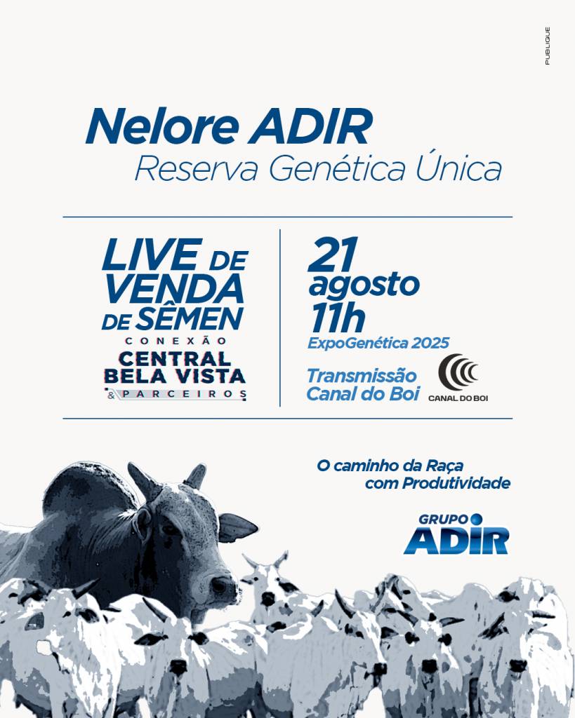 Nelore Adir Reserva Genética Única hoje às 11h no Canal do Boi