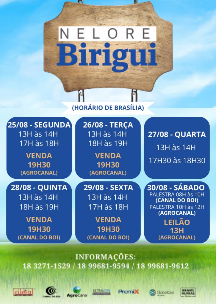 De Olho Na Fazenda Nelore Birigui 2025 hoje às 13h e 18h no Canal do Boi