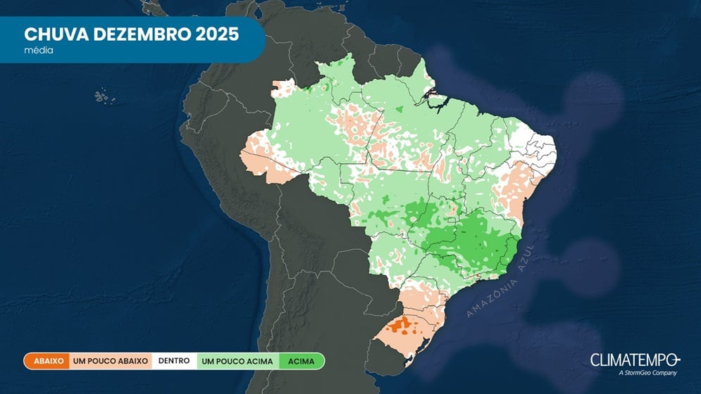 Clima em dezembro de 2025 no Brasil - previsão por regiões