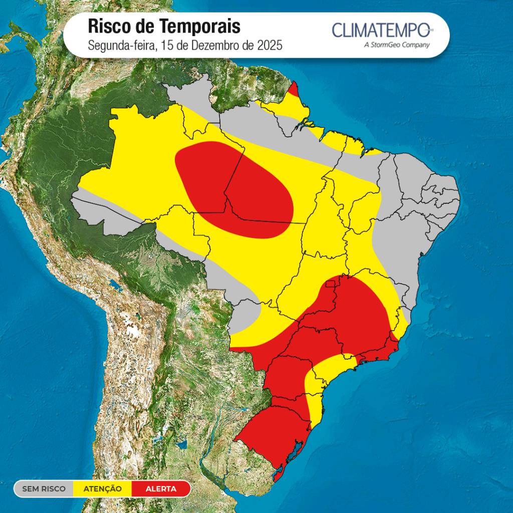 Temporais voltam a ganhar força no Brasil no início da última semana da primavera