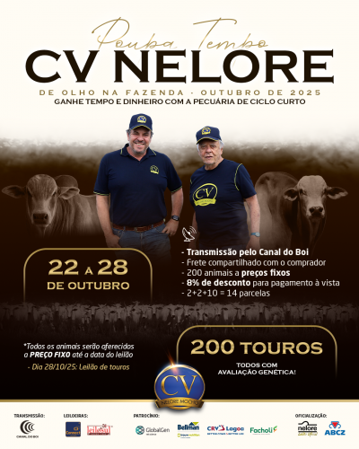 Leilão Poupa Tempo Nelore CV hoje às 18h no Canal do Boi