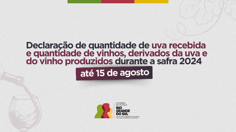 Declarações obrigatórias para produtores de vinho e derivados vão até 15 de agosto no RS