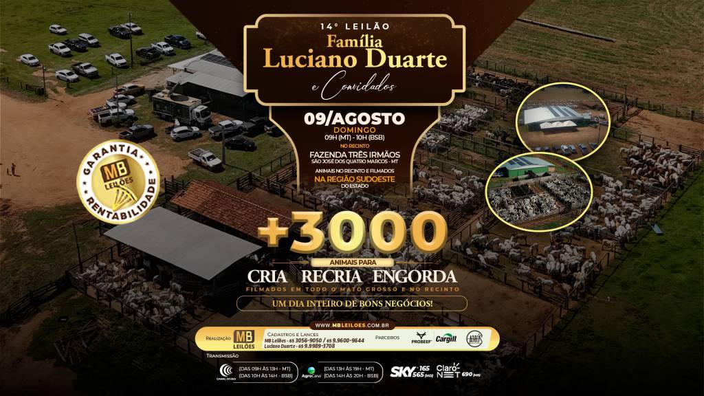 14º Leilão Família Luciano Duarte e Convidados neste domingo às 10h no Canal do Boi