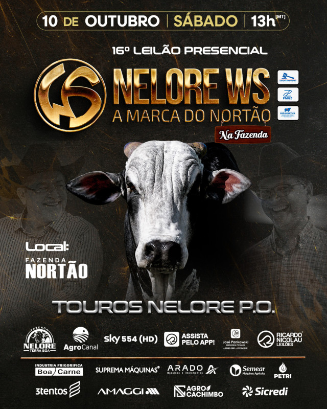 Nelore WS oferta touros nelore PO hoje às 14h no AgroCanal