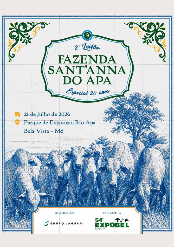 Canal do Boi transmite nesta terça-feira o 2º Leilão Fazenda Sant'Anna do APA - Especial 20 Anos