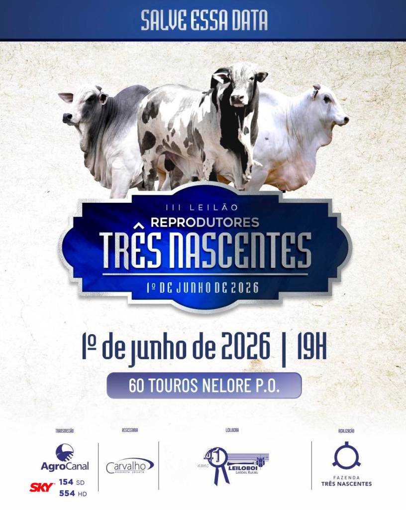 Três Nascentes oferta reprodutores dia 1º de junho no AgroCanal