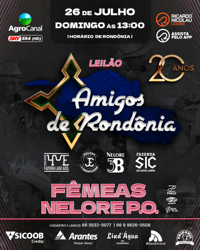 AgroCanal transmite neste domingo o Leilão Amigos de Rondônia - Etapa Fêmeas