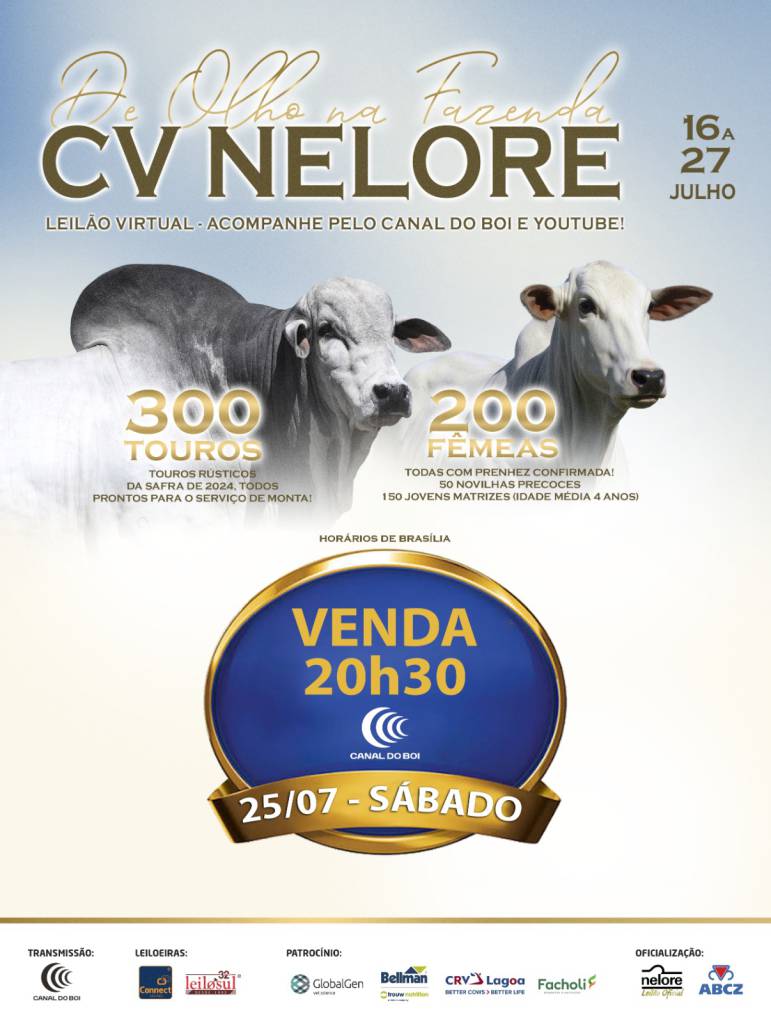 Canal do Boi exibe neste sábado a edição de fim de semana do De Olho na Fazenda CV Nelore
