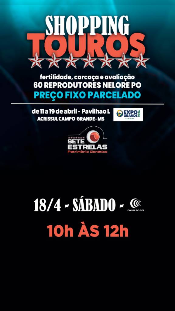 Shopping de Touros Sete Estrelas vende a preço fixo reprodutores selecionados no Canal do Boi
