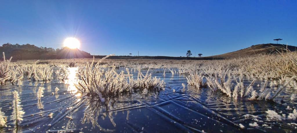 Serra Catarinense tem o amanhecer mais gelado do ano. Veja imagens: 