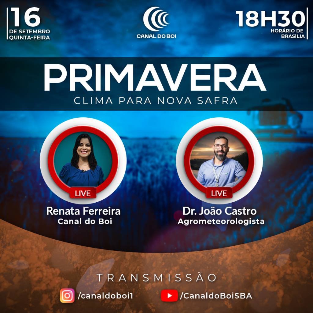 Primavera e clima para nova safra são temas da live de hoje do AgroClima